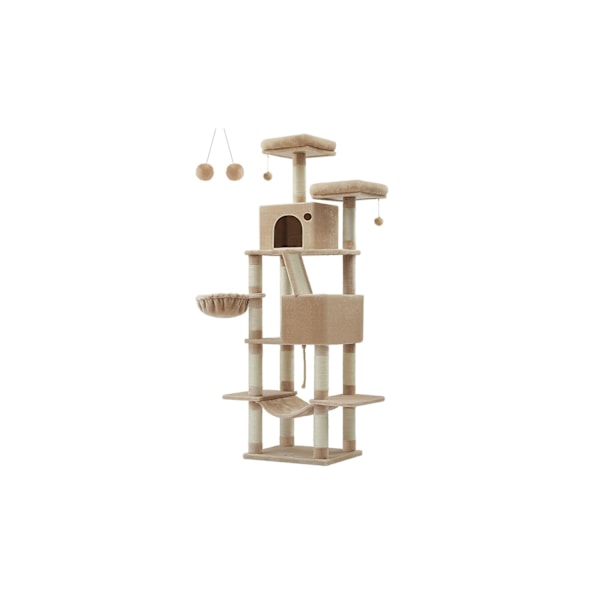 Rootz stor skrapstolpe - Cat Tree - Multi-level Scratcher - Chipboard Plysch Sisal - 60cm x 50cm x 206cm