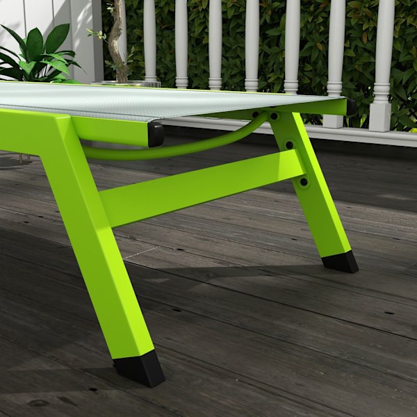 Rootz Aluminium Sun Lounger med hjul - Garden hvilestol - Justerbar ryglæn - Multipositionskomfort - 195 cm x 55 cm x 30 cm - Grøn & grå