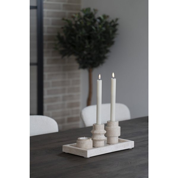Rootz travertinljushållare - natursten - beige dekor accent - förbättrar atmosfären - Ø7x10cm