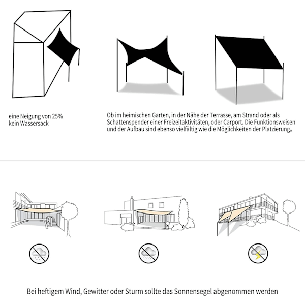 Rootz Sun Sail Shade Canopy - UV-beskyttelse - Rivefast - Nem installation - HDPE-stof - 180g/m² - Grå - 3 øjer - 1,5 m reb - 180 cm x 180 cm