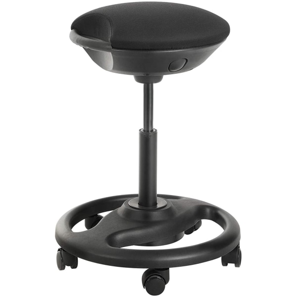 Rootz Work Taburet - Ergonomisk - På hjul - Tiltbar - Højdejusterbar - Roterbar - Sort - Stof - Nylon - Jern - 50 x 50 x 55-73 cm