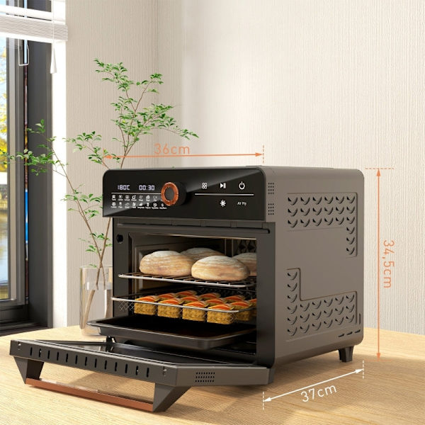 Rootz Mini Oven Air Fryer - Retro brödrost - Multifunktionell spis - 17 förinställningar - 20L Kapacitet - 40-220°C - 36cm x 37cm x 34,5cm