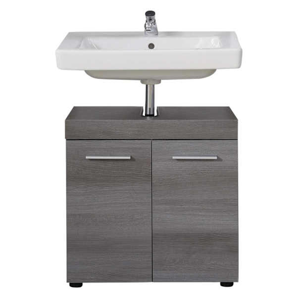Rootz Bathroom Sink Storage Cabinet - Stylish Vanity Organizer - Chic Bath Cupboard - Smoke Silver Elegance - 58x57x31 cm