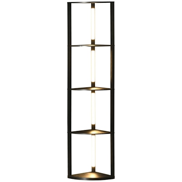 Rootz LED gulvlampe med hylde - Moderne sort stående lampe - Høj hjørnelampe - 3 lysstyrkeniveauer - Integreret LED - 41 cm x 29,5 cm x 163,5 cm