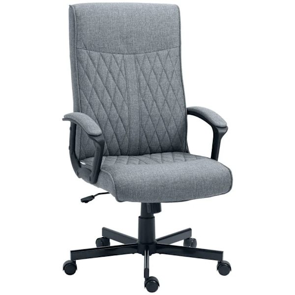 Rootz Kontorsstol - Datorstol - Justerbar i höjdled - Ergonomisk kontorsstol med lutning - Imitation av linne - Grå - 72cm x 65cm x 112,5cm