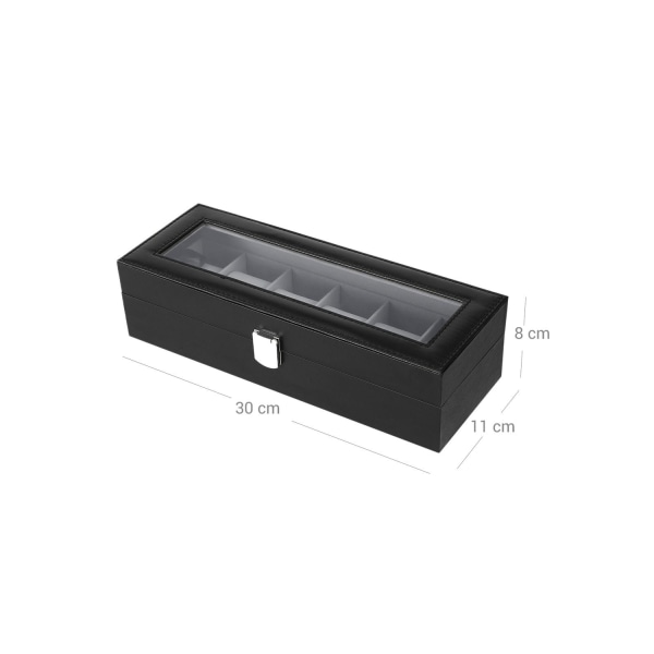 Rootz Watch Box - Klockorganisator - Klockförvaring - Sammetsfoder - Glaslock - Perfekt presentidé - 30 cm x 11,2 cm x 8 cm