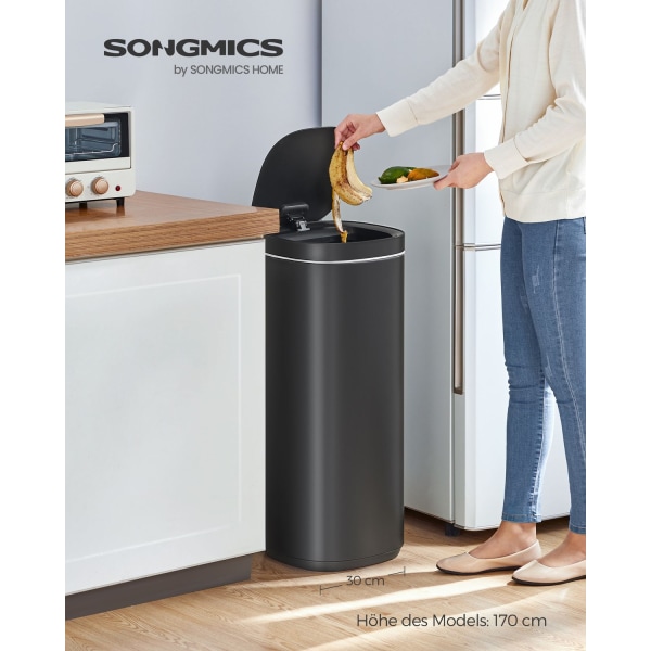 Rootz Sensor skraldespand - Skraldespand - Automatisk affaldsspand - Stålkonstruktion - 50 liters kapacitet - 30 cm x 30 cm x 74,6 cm - Sort - 3,5 kg