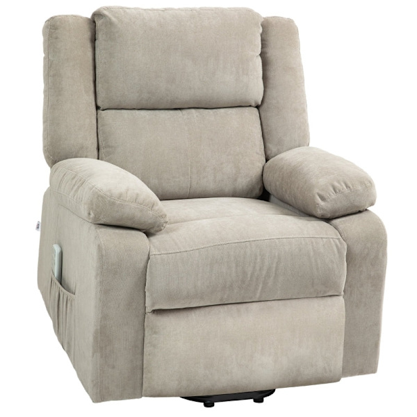 Rootz elektrisk vilstol - Lyftstol - Zero Gravity Senior Chair - Ståhjälp - Mobilitetshjälp - Ljusgrå - Plysch - 91cm x 93cm x 105cm