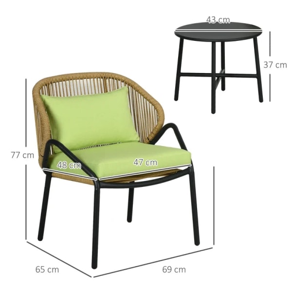 Rootz Polyrattan puutarhakalusteet - Rottinkinen patio - Istuintyynyt - 3-osainen istuin - Selkätyynyt - Tekorottinki - Metallirunko - Polyesteri - Vi