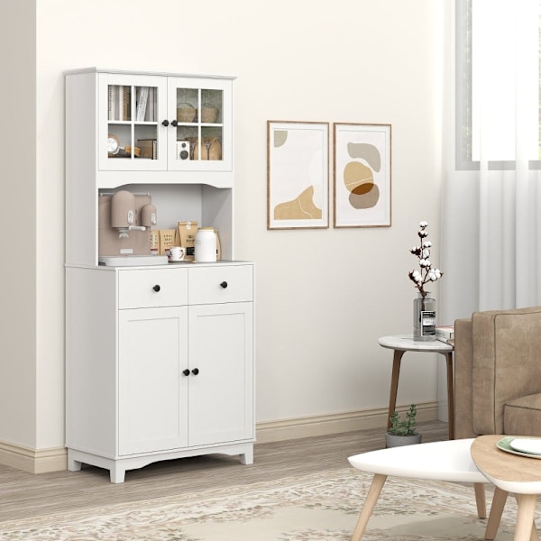 Rootz-vitriinikaappi - Eteisen kaappi - Keittiön kaappi - Säädettävät hyllyt - 74,5W x 40D x 172K cm