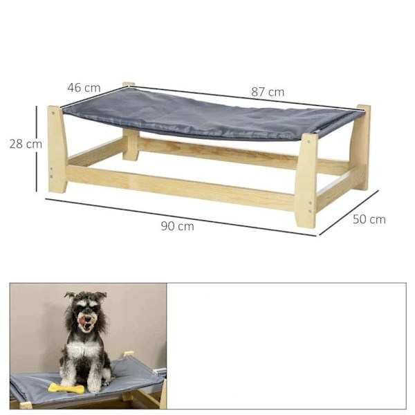 Rootz Pet Bed - Pet Sofa - Hunde Sofa - Hunde Seng - Med Pude - Katte Seng - Katte Sofa - Natur/Lysegrå - 90 x 50 x 28 cm