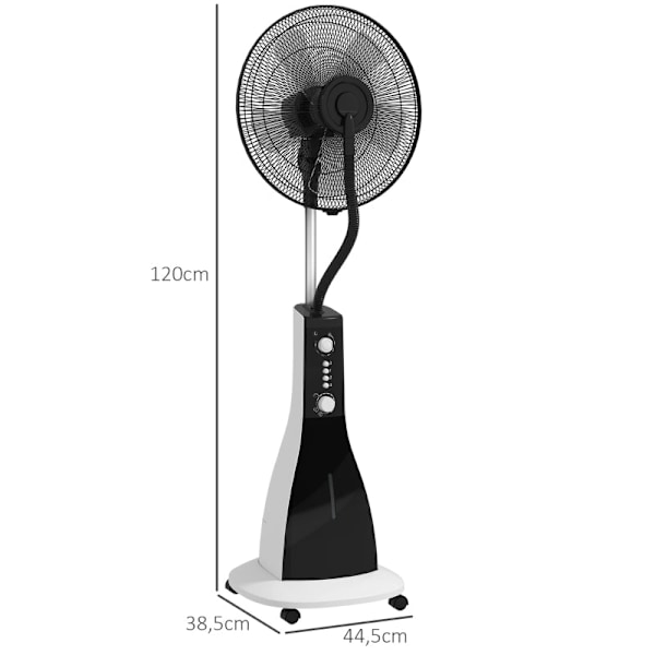 Rootz 2-in-1 -tuuletin ilmankostuttimella - Jäähdytystuuletin - Sumutuuletin - Mukautettava jäähdytys - Laaja kattavuus - Energiatehokas - 44,5 cm x 3