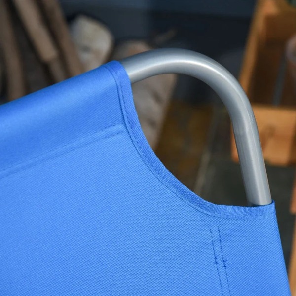 Rootz Sun Lounger - Sammenklappelig liggestol - Justerbart ryglæn - Rustfast - Oxford - Metalramme - Blå - 187 x 55 x 24 Cm