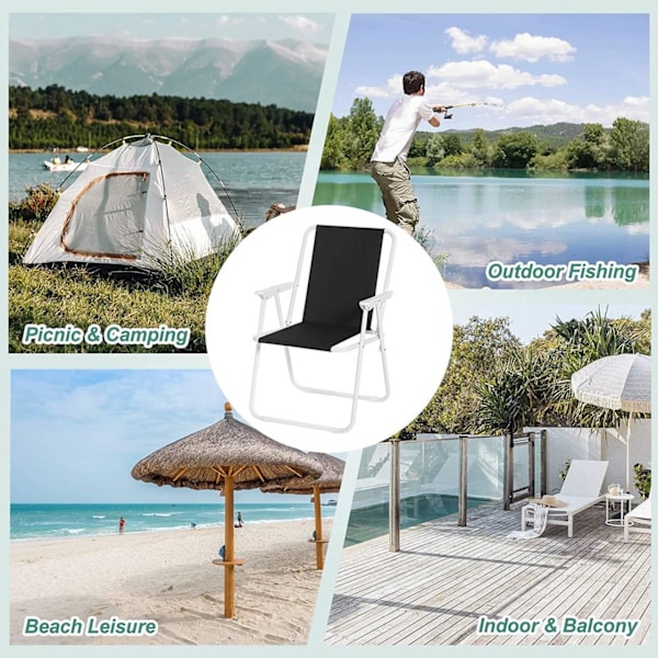 Rootz Folding Camping Stol Sæt - Strandstol - Bærbar Stol - Let og foldbar - Stabile jernrør - 58cm x 53cm x 76cm