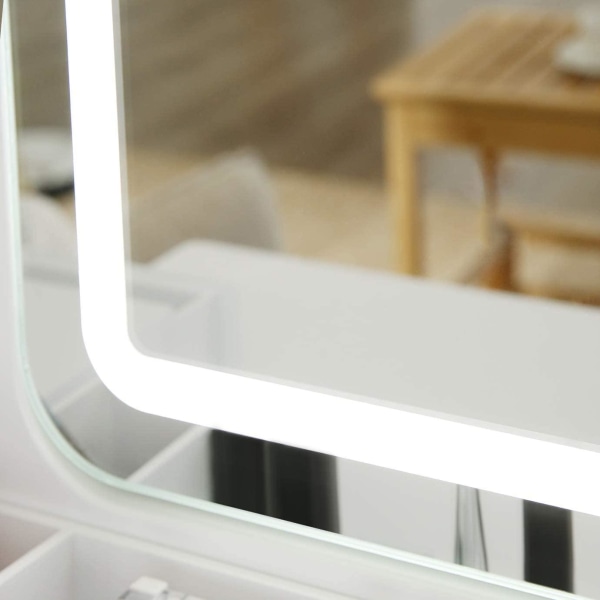 Rootz Toiletbord med LED-belysning - Makeupbord - Spejl - 5 skuf