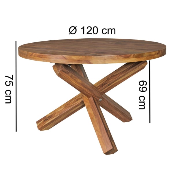 Rootz Matbord - Runt matbord - Massivt trä - Matbord av trä - Köksbord - Brun - Ø 120 cm
