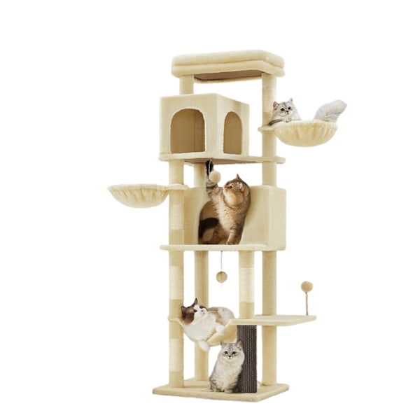 Rootz multi -våningar kattträd - skrapning efter kitty lägenhet - sisal stabilitet - 57 cm x 45 cm x 175 cm