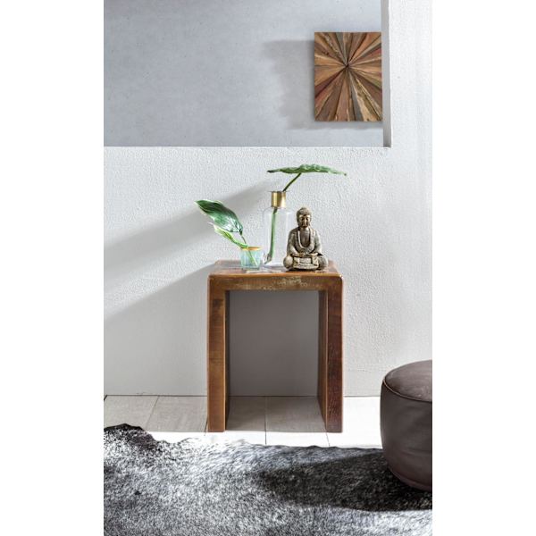 Rootz sidebord 45 x 40 x 55 cm massivt træ Mango Genbrug Shabby - Lille stuebord Natbord Bådtræ natkonsol