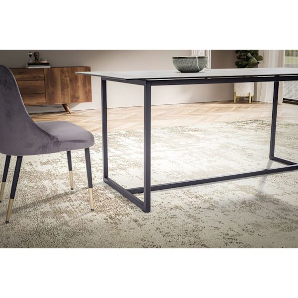 Rootz stort rektangulært spisebord - moderne marmorlook - Robuste metalben - Sæder til 8 personer - 180 cm x 90 cm x 76 cm