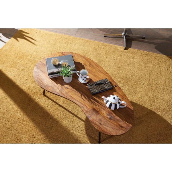 Rootz Design sofabord 122x36x63 cm Sheesham med metalben Sort -