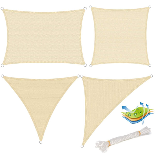 Rootz Premium HDPE Sun Sail Markis - Skuggsegel - Sekretesstak - UV-skydd - Hållbar och rivtålig - Enkel installation - 4m x 6m