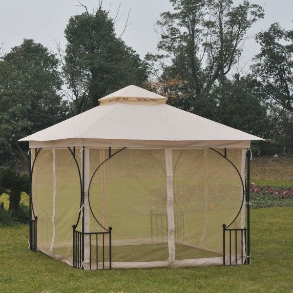 Rootz Castile Garden Gazebo - musta, ruskea - metalli, polyesteri - 118,11 cm x 118,11 cm x 108,27 cm