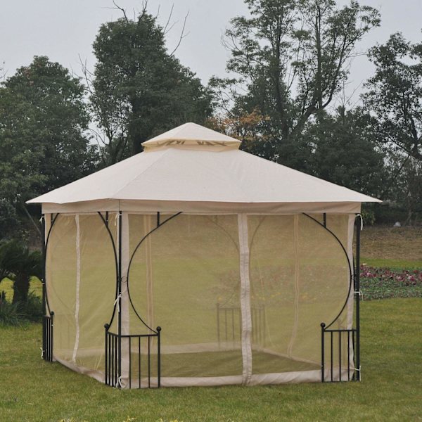 Rootz Castile Garden Gazebo - Svart, Brun - Metall, Polyester - 118,11 cm x 118,11 cm x 108,27 cm
