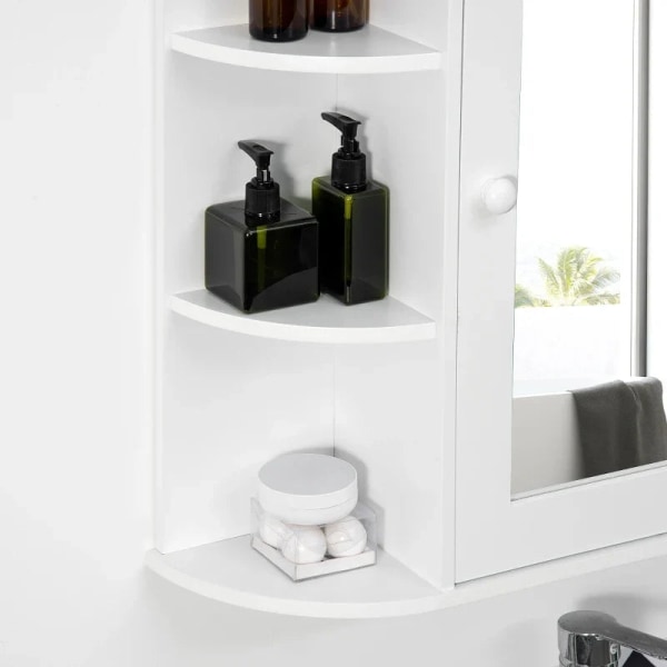 Rootz Mirror Badeværelsesskab - 8 Rum - Spejlåger - Vægskab - Vandtæt - MDF-glas - Hvid - 66cm x 17cm x 63cm