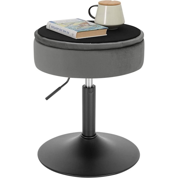 Rootz Justerbar Sammetsbarstol - Bänkstol - Vridbar pall - Slitstark, Modern, Multifunktionell - Sittdiameter 39,5 cm, Höjd 49,5-65 cm, Basdiameter 38