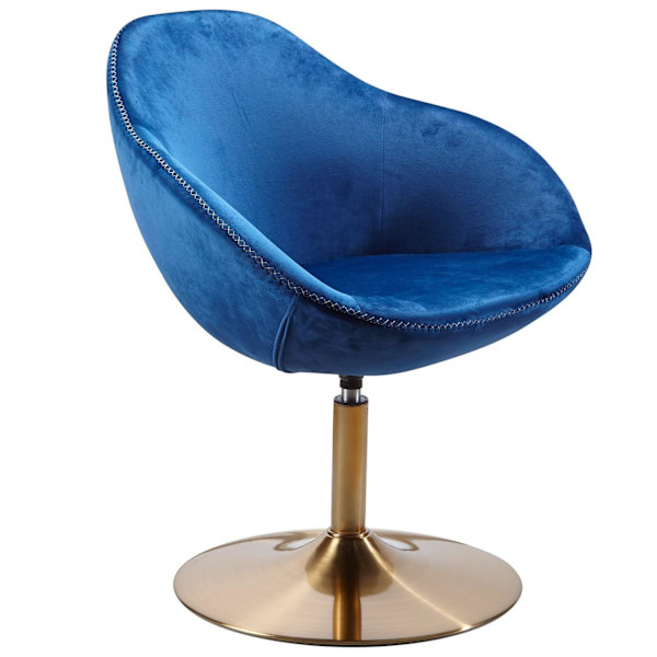 Rootz Lænestol - Lænestol - Bøttestol - Kontorstol - Relax lænestol - Velvet Armchair - Fløjl - Blå - Guld