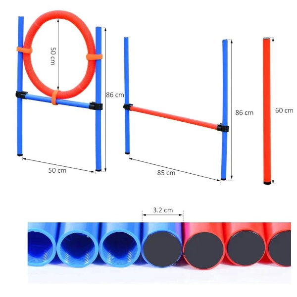 Rootz Pet Agility Sæt - Hunde Agility Træningsudstyr - Agility Træningssæt - Hunde Agility Sæt - Hunde Slalom Hækkespring Ring - Blå/Rød