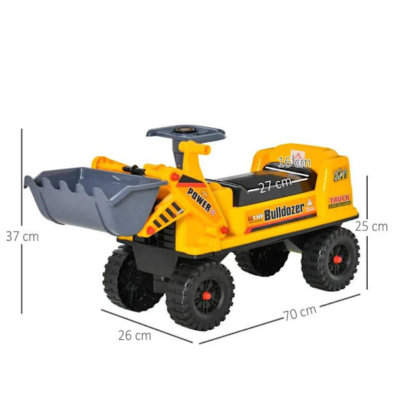 Rootz lasten kaivinkone - Lasten kaivinkone - Liukuauto - Hiekkalelu - Liukuajoneuvo lapsille - PP-muovi - Keltainen/Musta/harmaa - 70 x 26 x 37 cm