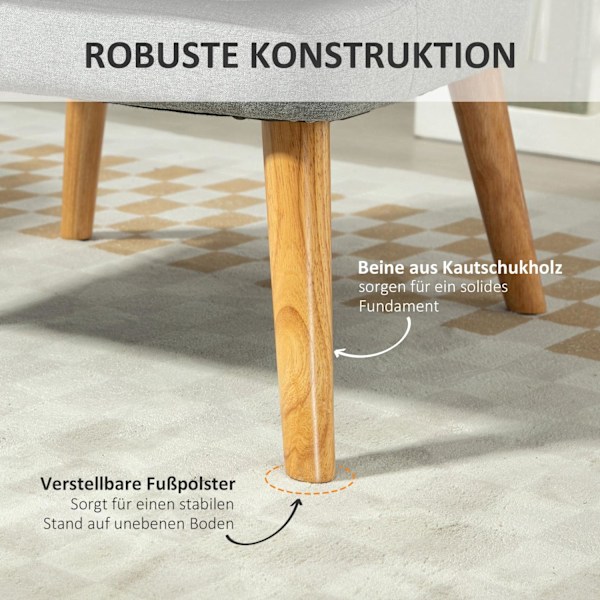 Rootz Linned Look Padded Lounge Stol - lænestol - hvilestol - Ultimate Comfort - 63 cm x 69 cm x 79,5 cm