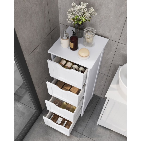 Rootz Sideskab - Kommode - Opbevaringsorganisator - Funktionelt design - Robust udførelse - Pladsbesparende - 30 cm x 82 cm x 30 cm - Hvid - MDF-plade