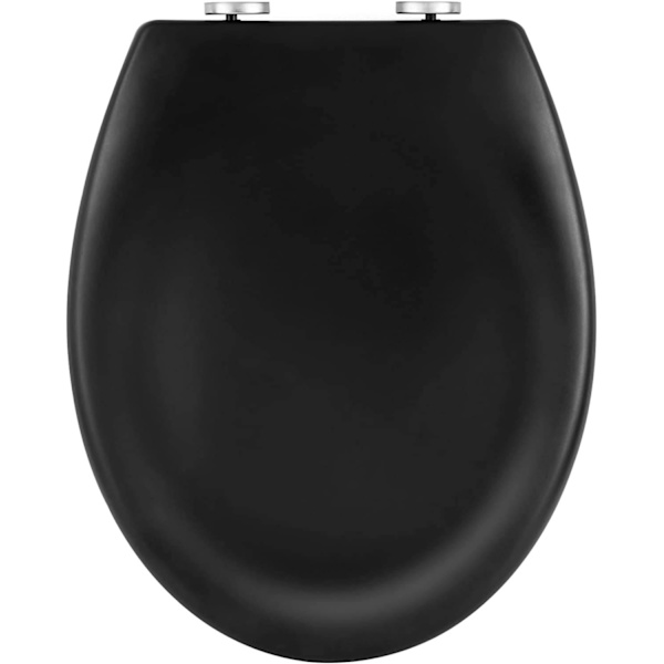 Rootz O-formad toalettsits - Heavy-Duty Toalettlock - Duroplast - Matt Svart/Vit - Soft Close - Snabbkoppling - 44,7cm x 5,5cm x 37,1cm