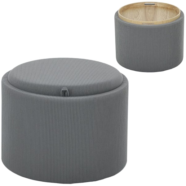 Rootz Storage Stool - Footrest - Lagring Ottoman - Hidden Storage - Ø56 x 42H CM - Grå sladdtyg - Stylskt och funktionellt design