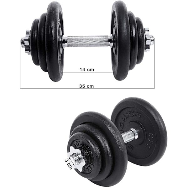 Rootz käsipainosetti - 40 kg - käsipainot - tangot pyälletyt - 2 kpl sarja - valurauta