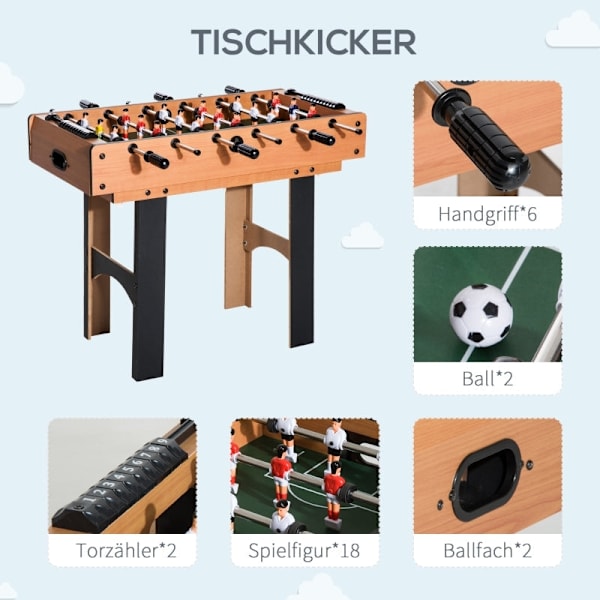 Rootz 4-i-1 Multi Game Bord - Bordfodbold - Bordtennis - Air Hockey - Billard - Robust MDF-konstruktion - 92cm x 78cm x 80cm