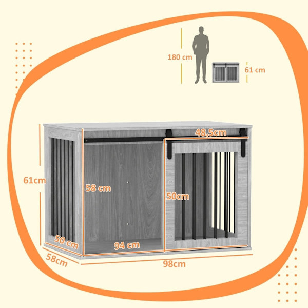 Rootz Hundekasse - Husdyrbur - Husdyr - Luftig ventilation - Staldkonstruktion - 98 cm x 58 cm x 61 cm