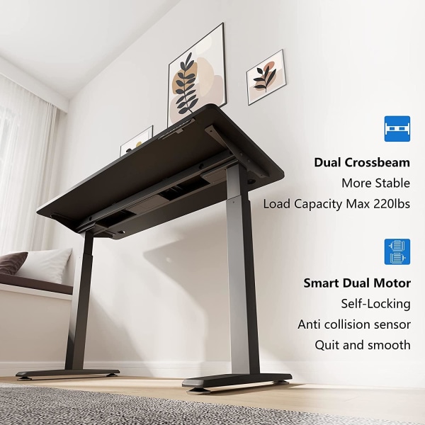 Rootz Skrivebord - Elektrisk Højdejusterbart Skrivebord - El-bord - Spånplade - Stål - Sort - 70 x 140 x (71-117) cm (D x B x H)