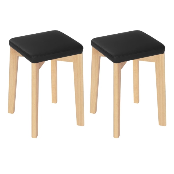 Rootz Matstol - Kökspall - Bokträsits - PU-klädd stol - Staplingsits - Träpall - Träkorn + Svart - 32,5x47x32,5 cm