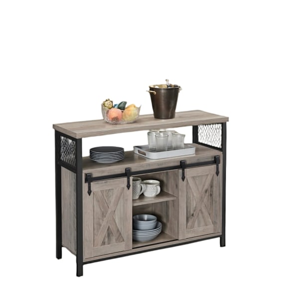 Rootz skænk køkkenskab - opbevaringsskab - pladsbesparende - 33 cm x 100 cm x 80 cm - Greige -sort finish