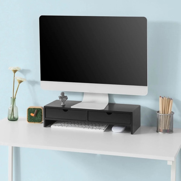 Rootz Monitor Stand Computer Screen-Monitor Stand- Monitor Riser -Desk Organizer med 2 skuffer
