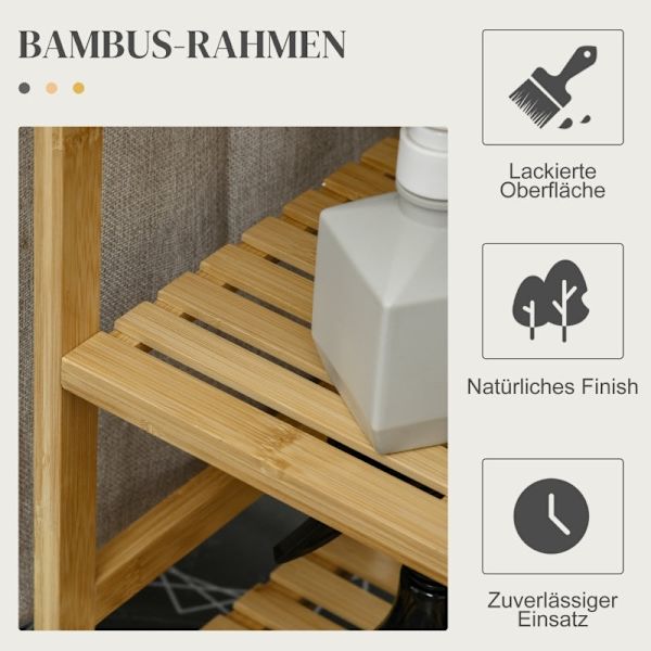Rootz Bamboo Laundry Collector - Kangaskori - Pyykinlajittelija - Silityslauta - 113cm x 34cm x 82cm - Ympäristöystävällinen ja tyylikäs bambu