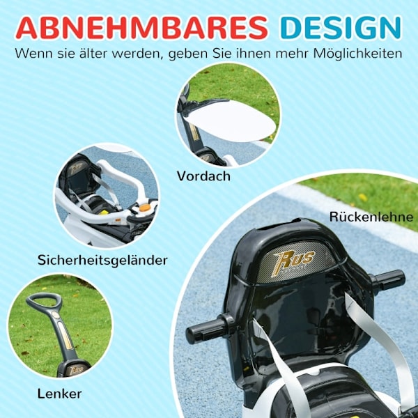 Rootz 3-i-1 Robot Push Car - Ride-On Legetøj - Cabriolet bil - Aftagelig solsejl - Lys og musik - 96 cm x 39 cm x 90 cm