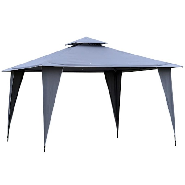 Rootz Gazebo - Festtält med dubbelt tak - Marquee Gazebo - Metall - Polyester - Grå - 3,45 x 3,45 x 2,68 m