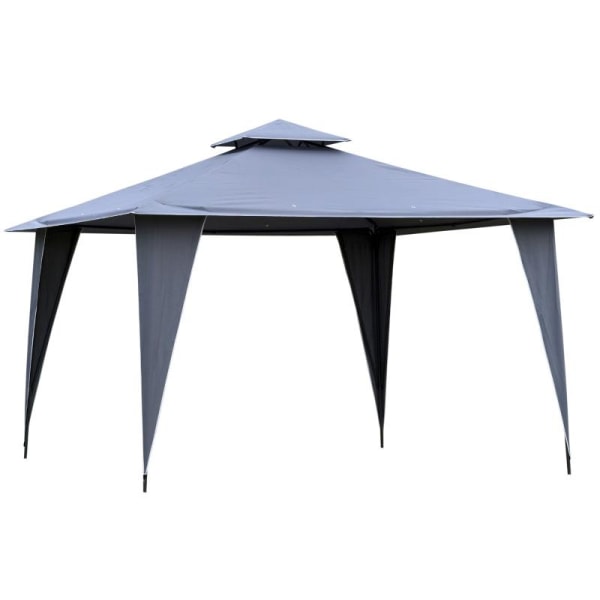 Rootz Gazebo - Festtelt med dobbelttag - Marquee Gazebo - Metal - Polyester - Grå - 3,45 x 3,45 x 2,68 m