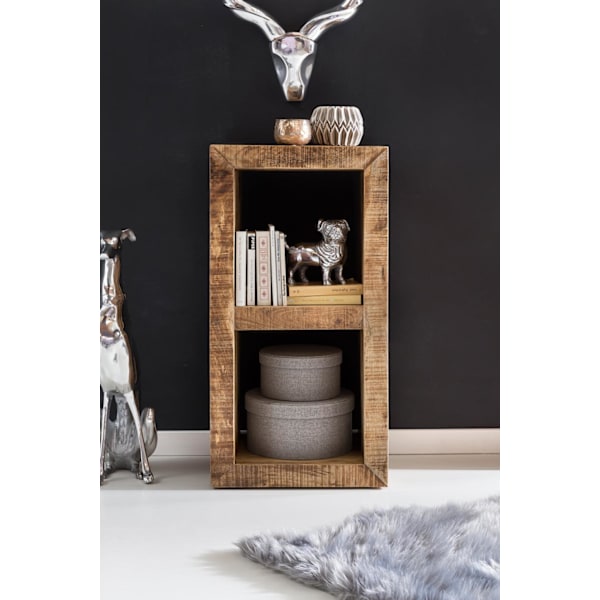 Rootz Golv massivt trä Mango 90 x 45 x 35 cm 2 våningar Design trähylla natur - Sidobord Lantlig stil - Liten bokhylla Trämassiv