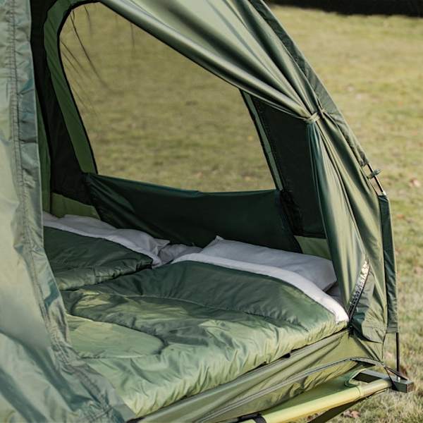 Rootz Allt-i-ett campingset för 2 - Pop-up-tält - Campsäng - Campingsäng - Vattentät - Enkel montering - Slitstark Oxford-nylon - L193 x D145 x H188cm