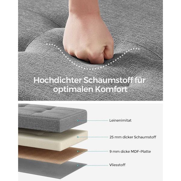 Rootz sædekiste - Opbevaringsbænk - Ottoman - Linnedstof - 38cm x 110cm x 40cm - Skumpolstring - MDF - 112L Kapacitet